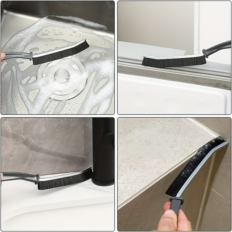 Uzun tutqichli bo'shliqni tozalash cho'tkasi, qattiq sochli, hammom va oshxona uchun, qora va oq