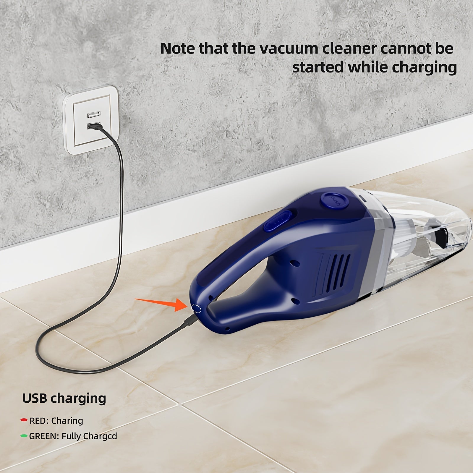 Handheld Cordless Wet Dry Vacuum Cleaner for Home Car Rechargeable Compact