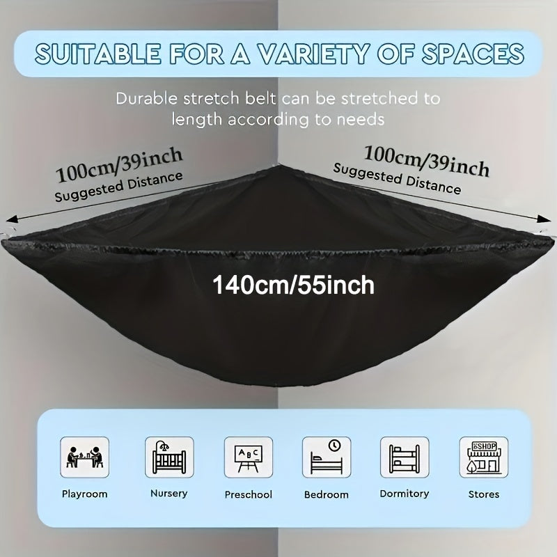 Large Black Stuffed Animal Storage Hammock for Nursery and Playroom