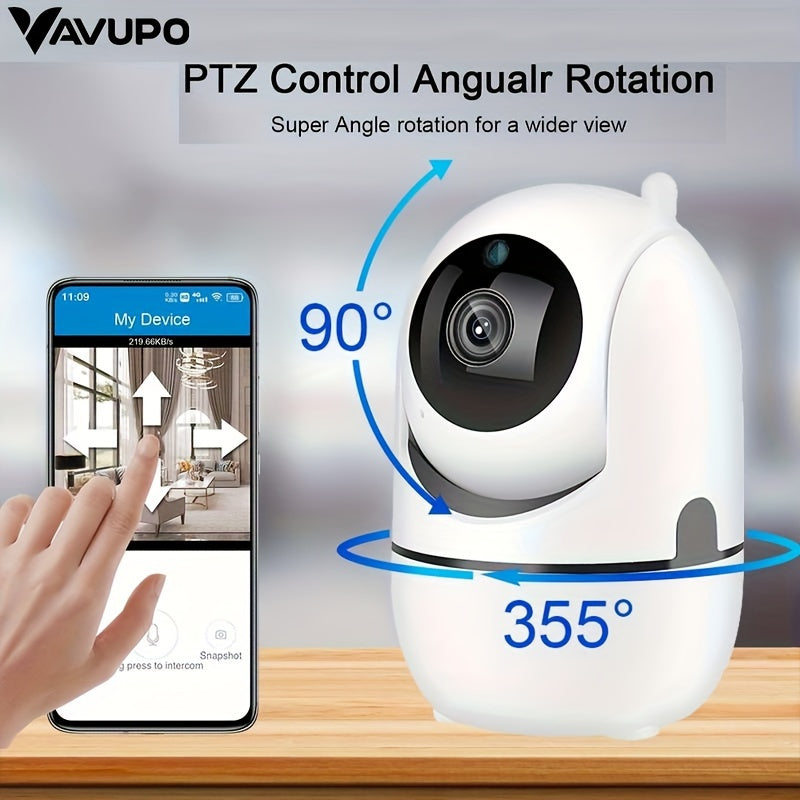 HD WiFi камера безопасности с автоматическим отслеживанием, ночным видением, обнаружением движения, двусторонним звуком, питание от USB