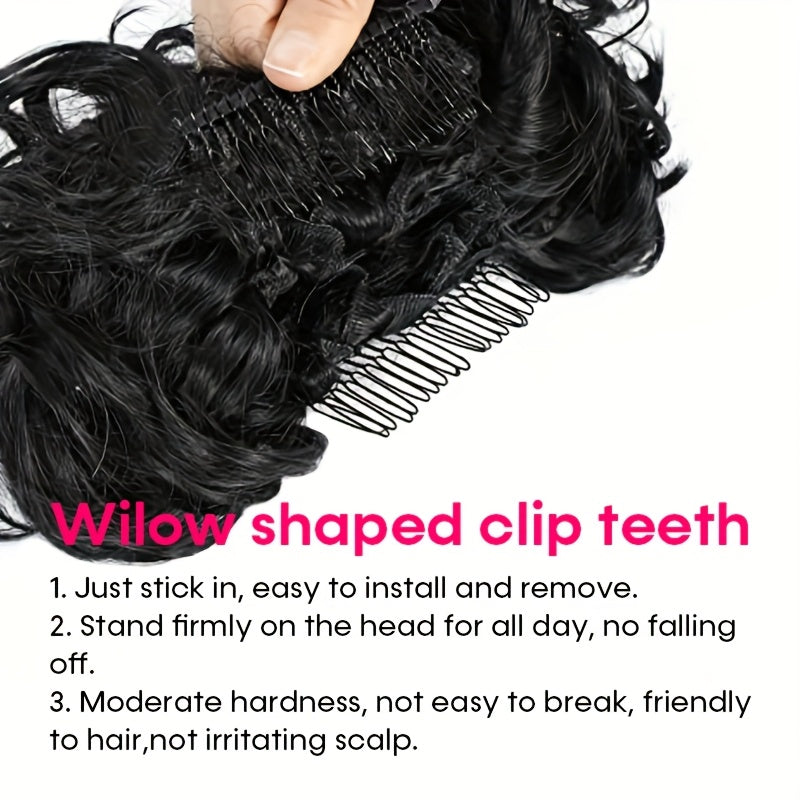 Women's Blonde Synthetic Messy Bun Hair Piece with Flowy Wavy Style