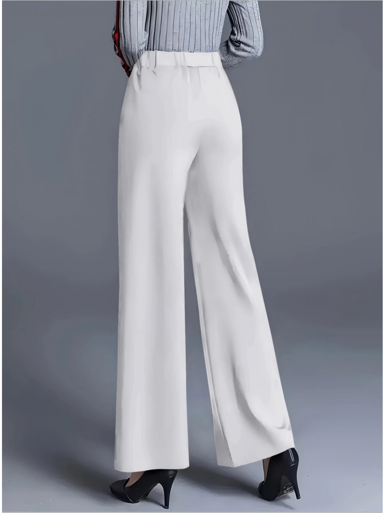 Women's Solid Color Wide Leg Casual Pants with Slanted Pockets 2-Pack