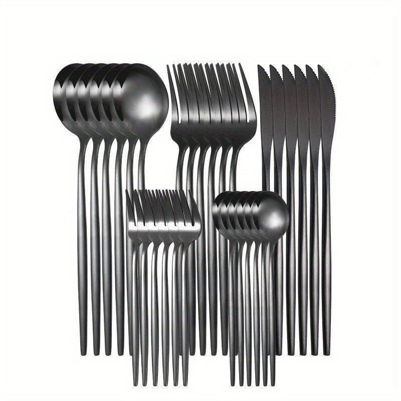 30-частный набор португальских столовых приборов из нержавеющей стали с тонкими ручками, идеальный для стейка, ужина и десерта, идеально подходит для домохозяйств, отелей и ресторанов.