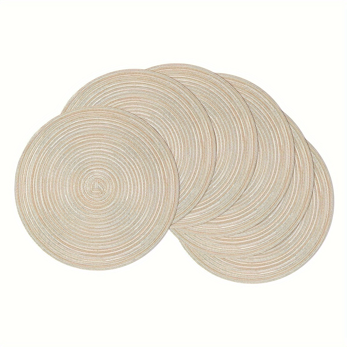 Set of 6 Washable Round Braided Placemats 38.1 cm Diameter for Kitchen Table