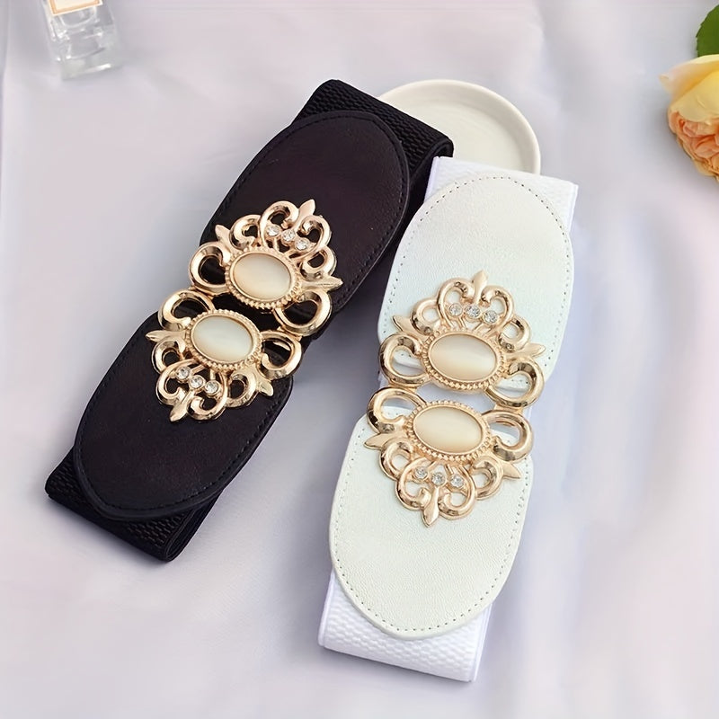 Ayollar uchun elastik keng metall tokchali waspi belbog' kiyingan kiyimlar uchun