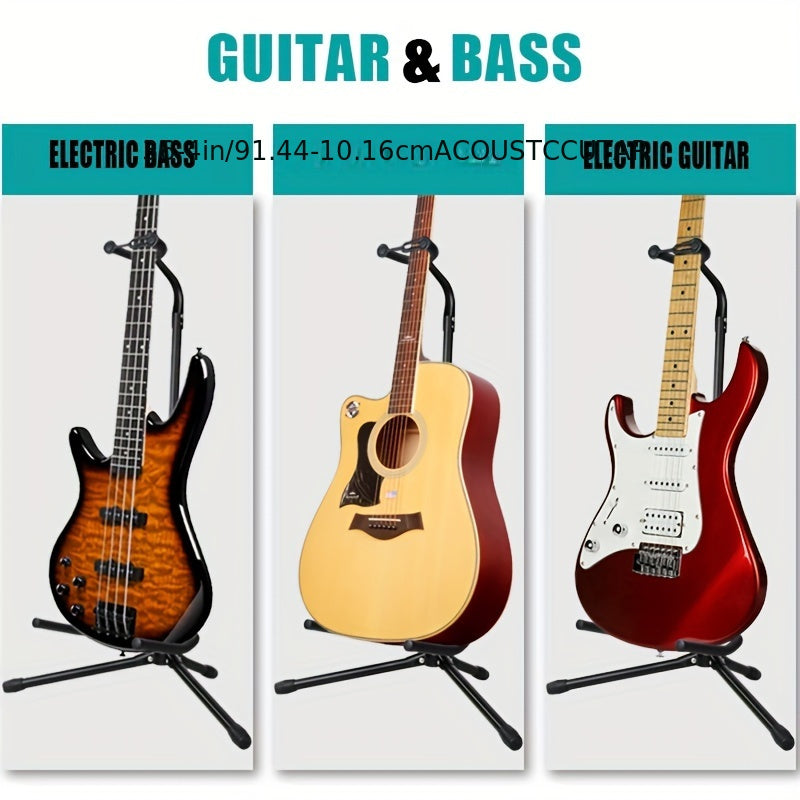 Soporte para guitarra de puerta plegable negro con altura ajustable