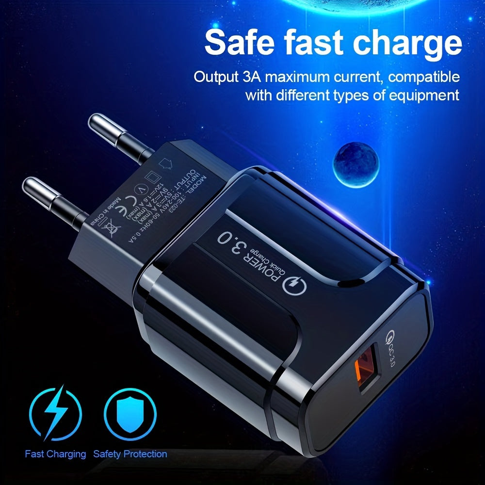 Fast 18W 3A USB Fast Charger for Samsung iPhone iPad Xiaomi QC 3.0