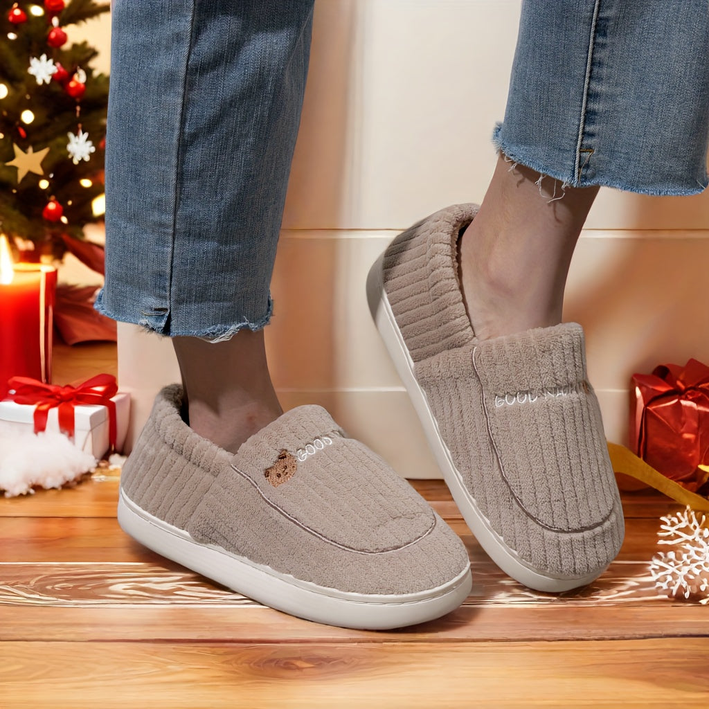 Ayollar uchun multfilm quyonli bosma qulay ichki chanoq poyabzal, yumshoq mato, TPR taglik