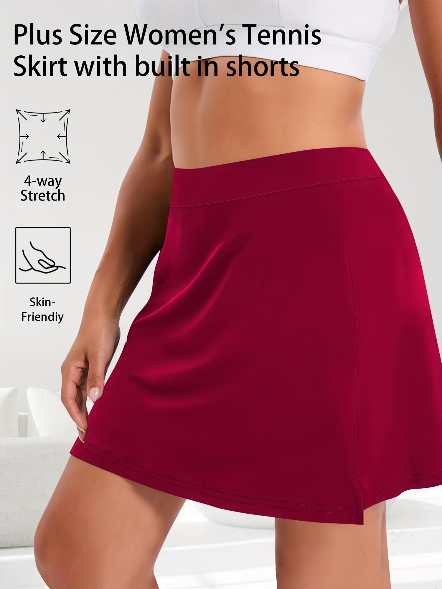 Falda de mujer de talla grande de cintura alta en línea A con elastano, ropa casual para la oficina