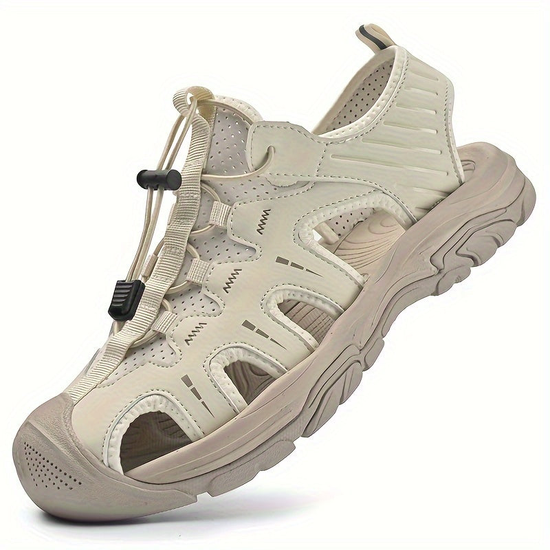 Erkaklar uchun nafas oladigan bir rangli yopiq barmoq sandallari, qulay, sirpanmaydigan plyaj suv poyabzallari