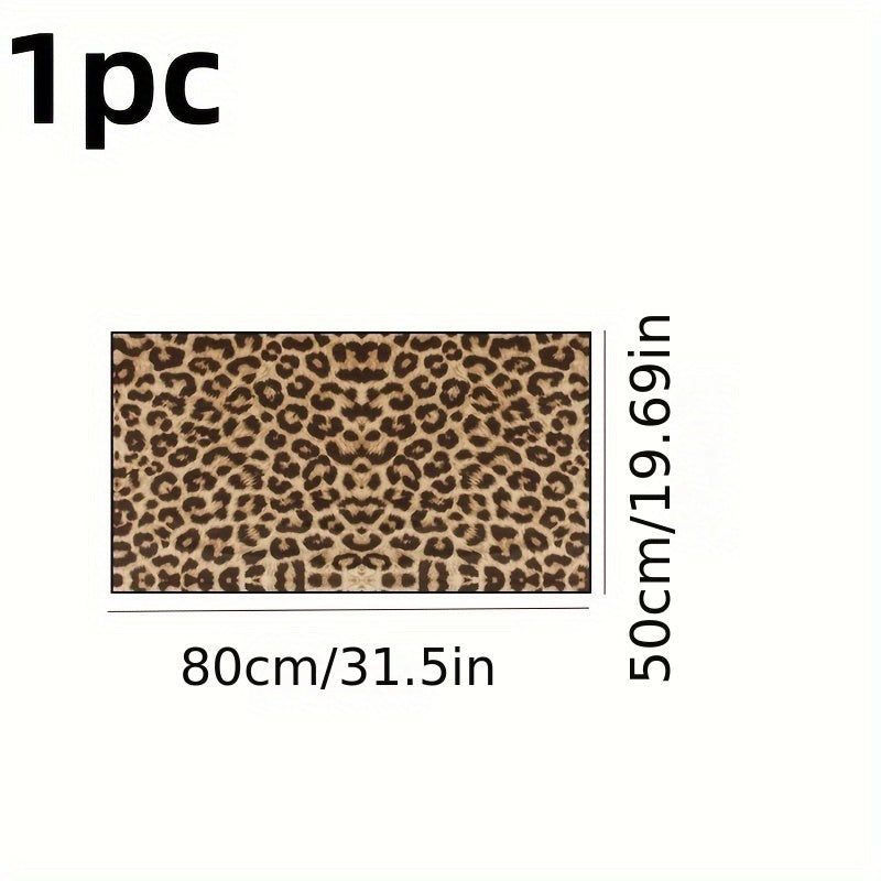 Leopard Print Non-Slip Floor Mat Absorbent Rug for Kitchen Bathroom Entry