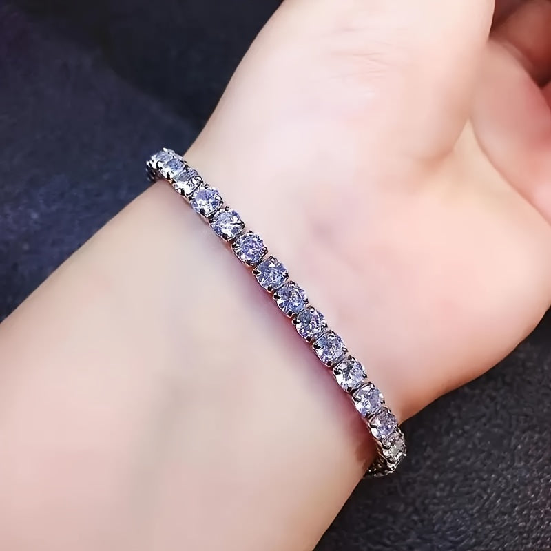 Moissanite Sterling Silver Bracelets for Couples with Gold Plating