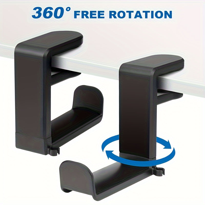 Stol ostidagi quloqchinlar uchun turadigan joy, sozlanadigan buriladigan qo'l, kabellarni tartibga soluvchi