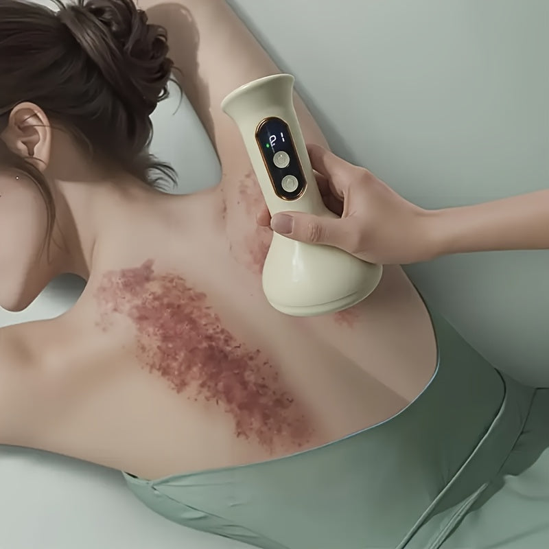 Qayta zaryadlanadigan Gua Sha massaj asbobi, aqlli so'rish stakani, 9 tezlik sozlamalari, isitiladigan ramka, batareya bilan ishlaydi, ayollar, erkaklar, oyoqlar, bel uchun bo'shashish uchun mos keladi.