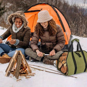 Heavy Duty Canvas Firewood Storage Bag Large Capacity Log Carrier Indoor Outdoor