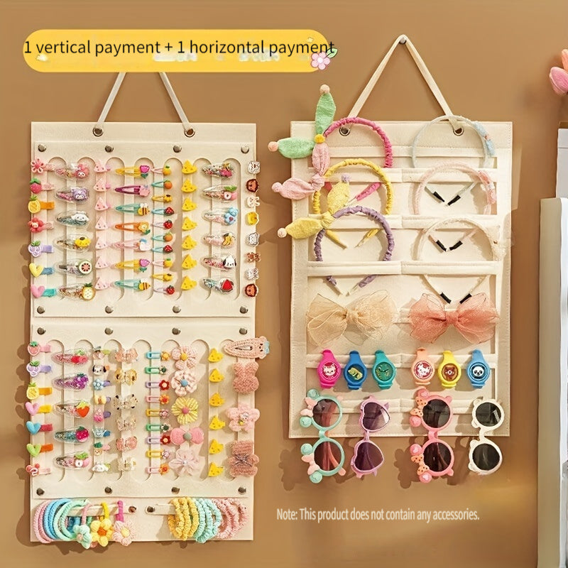 Devorga o'rnatiladigan soch aksessuarlari saqlash racki, soch kliplari, boshbandlar va galstuklar uchun mo'ljallangan felt tashkilotchisi