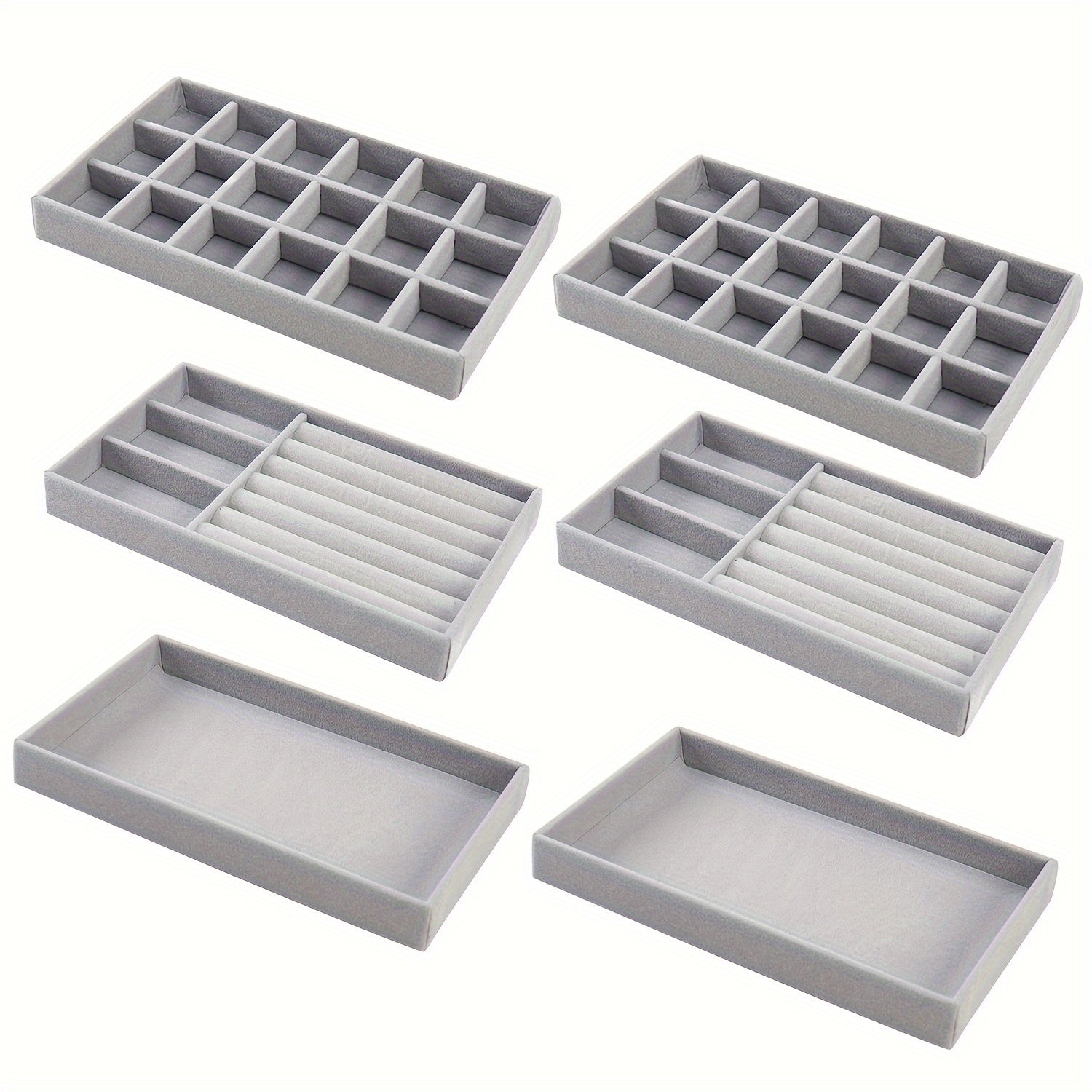 Набор из 6 подставок для украшений, штабелируемых органайзеров для ящиков для серег, колец, ожерелий, браслетов