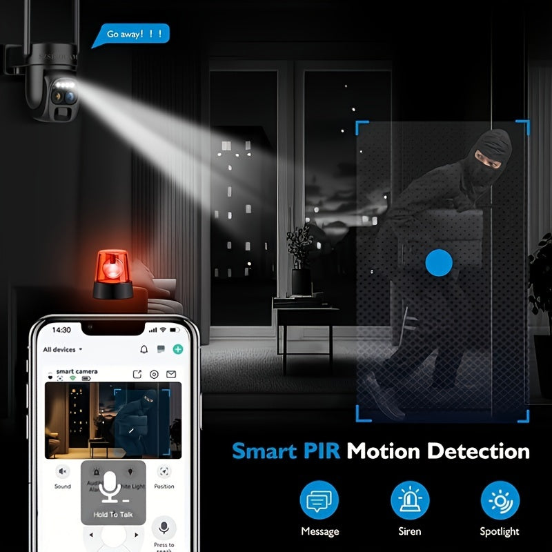 Wireless Outdoor Security Camera System with Dual Lens Motion Spotlight Color Night Vision Two-Way Talk 8x Hybrid Zoom