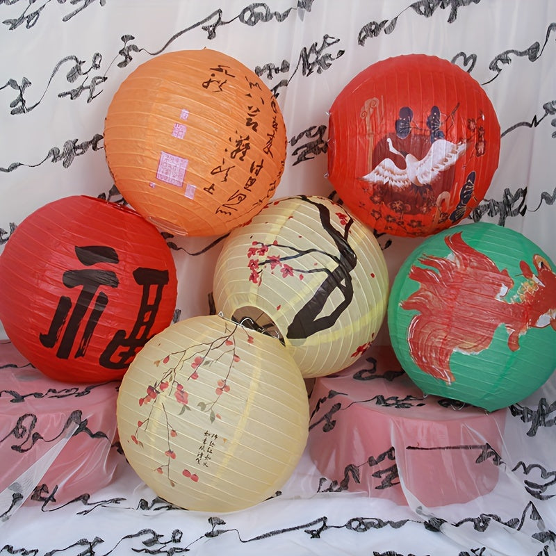 Faroles chinos de estilo antiguo para el Festival de Medio Otoño y el Día Nacional con temas de ciruelo, orquídea, bambú y crisantemo