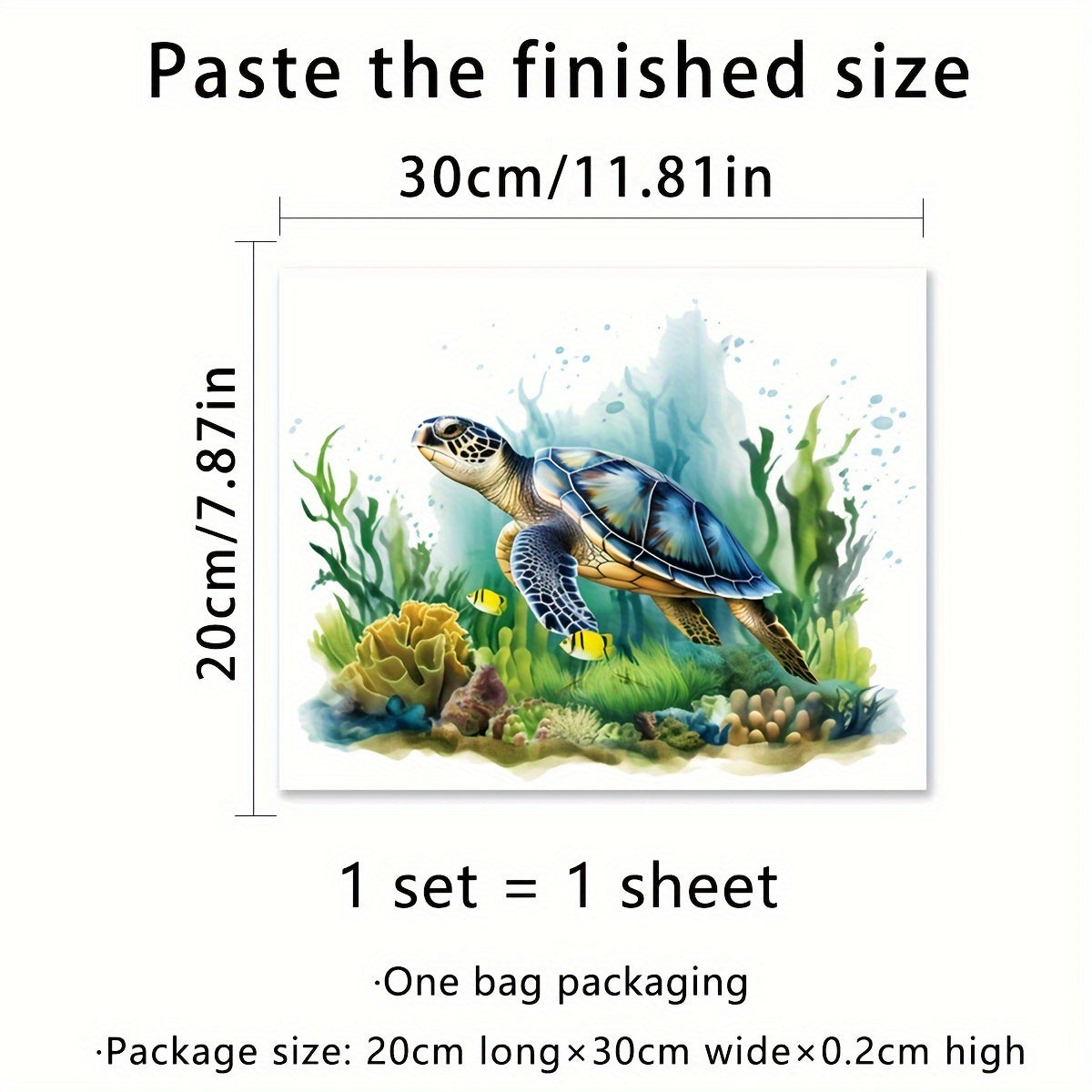 Sea World Turtle Bathroom Wall Decal Removable Self-Adhesive Decor