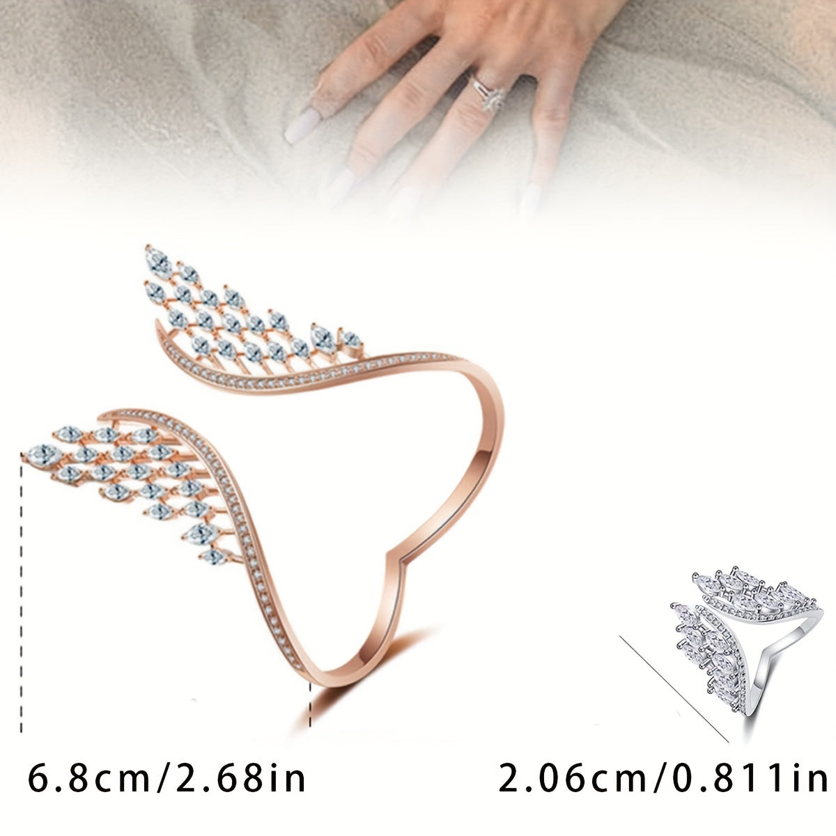 Angel Wing Jewelry Set with Engagement and Wedding Rings and Bracelets