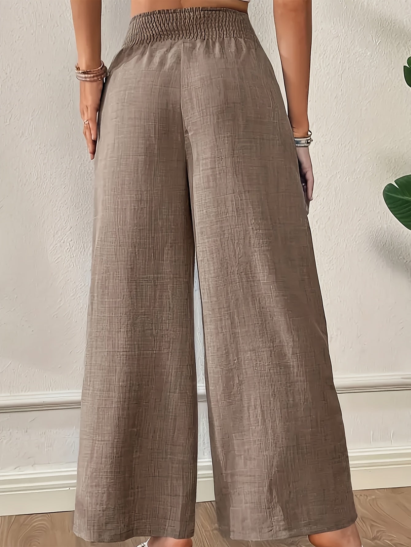 Women's Wide Leg Pants Polyester Solid Color High-Waisted Spring Summer Fall