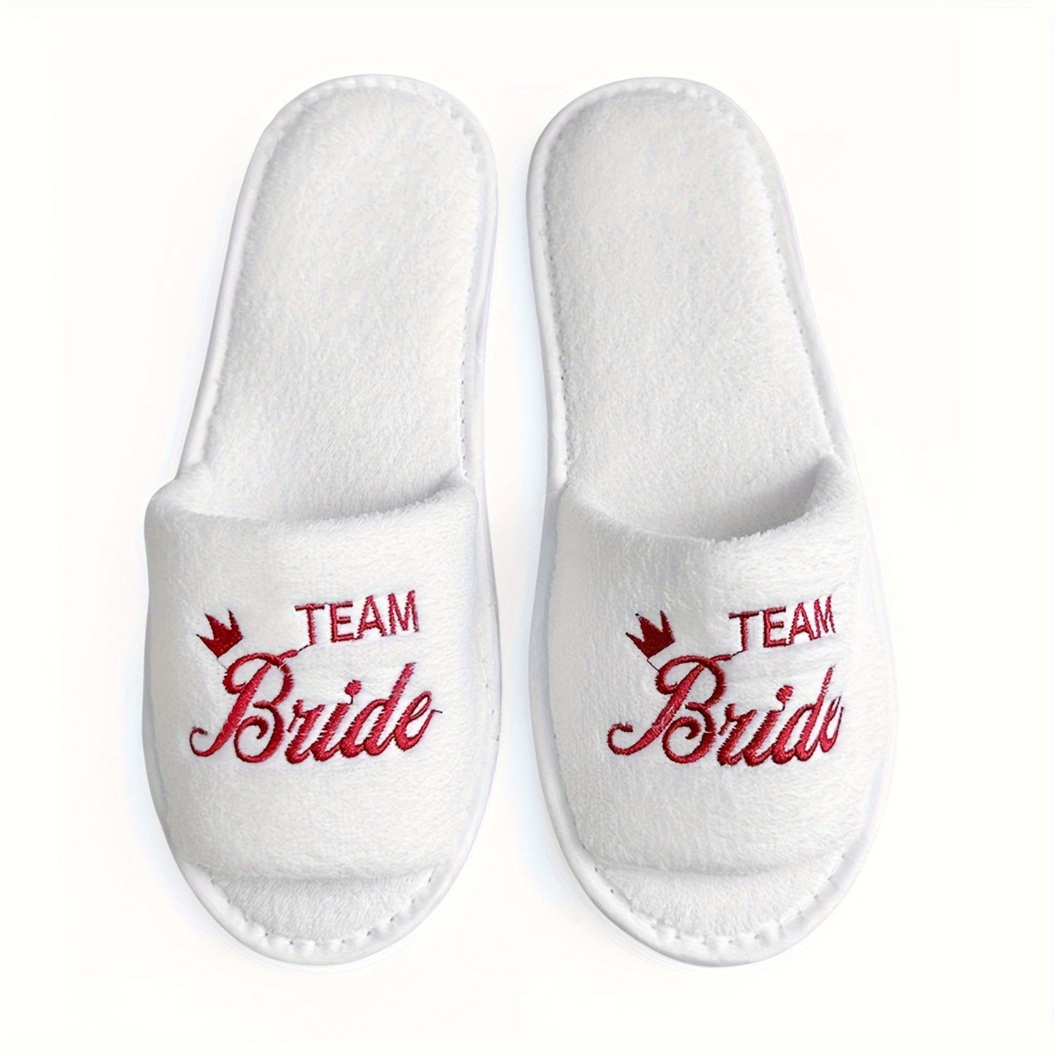 Women's Bridal Party Slippers Set Open-Toe Plush Non-Slip Comfortable Flats