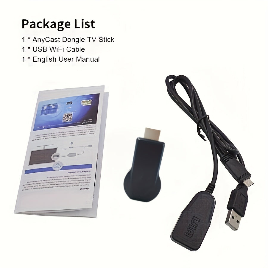 Беспроводной HDTV адаптер-стик: Anycast 1080p, подключи и работай, режим зеркалирования и расширения, SmartSee DLNA AirPlay для домашнего кинотеатра, PPT, образования, вечеринок - питание от USB, черный, встречи.