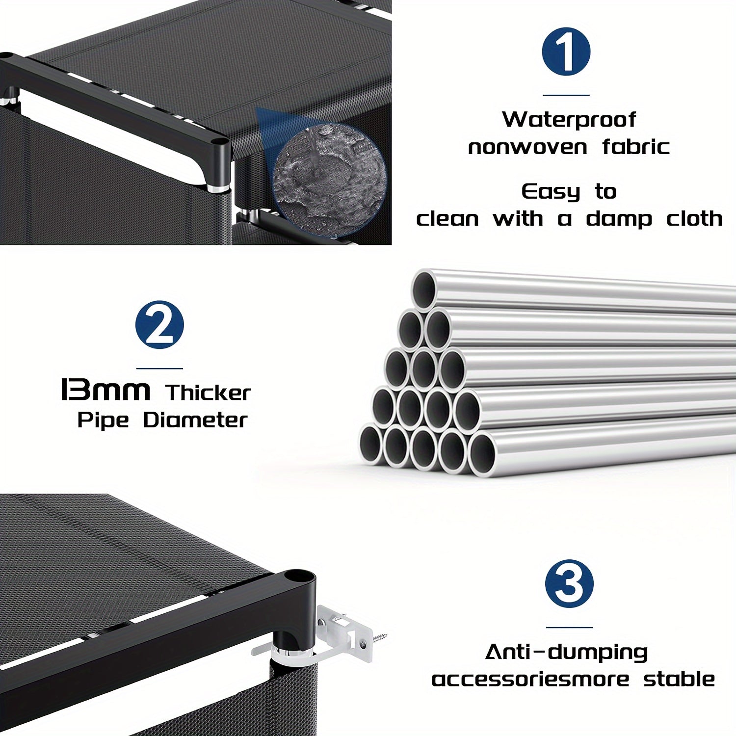 Estantería de metal con 18 cajas de almacenamiento grandes para dormitorio, sala de estar, oficina