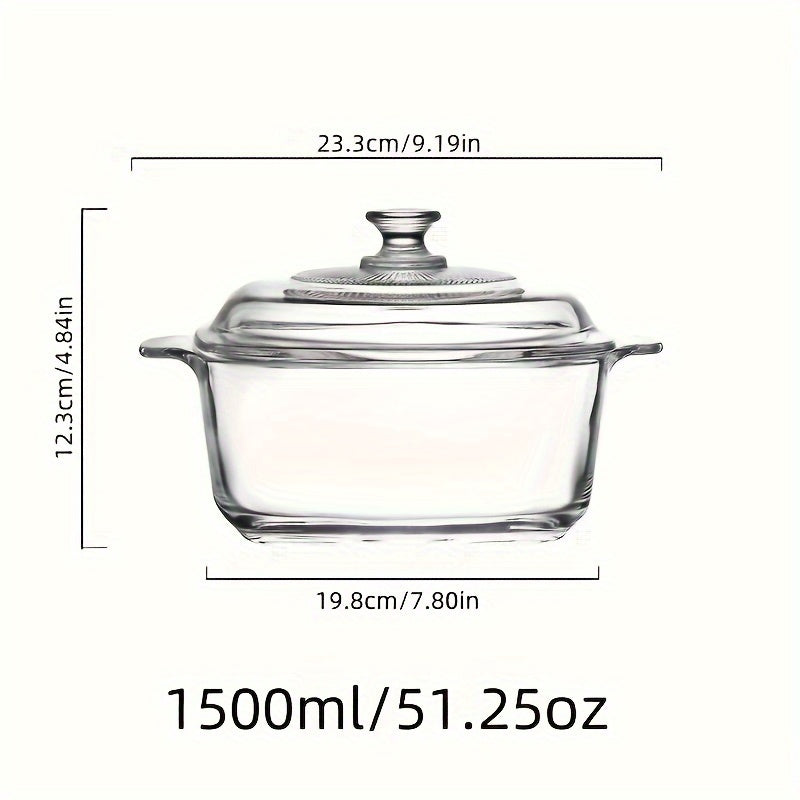 Olla de cocina de vidrio templado antiadherente 1500ml 2500ml apta para microondas con asas