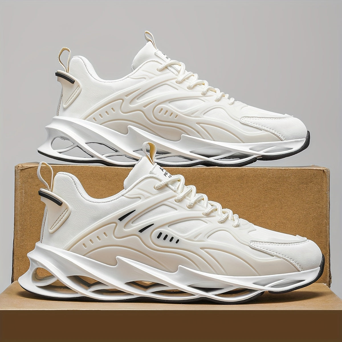 Men's Low-Top Sneakers with PU Upper Rubber Sole Casual Sports Shoes