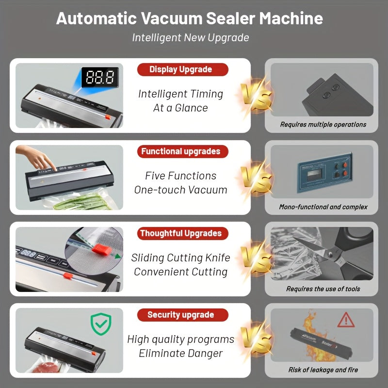 Vacuum Sealing Machine for dry wet food with touch buttons digital display