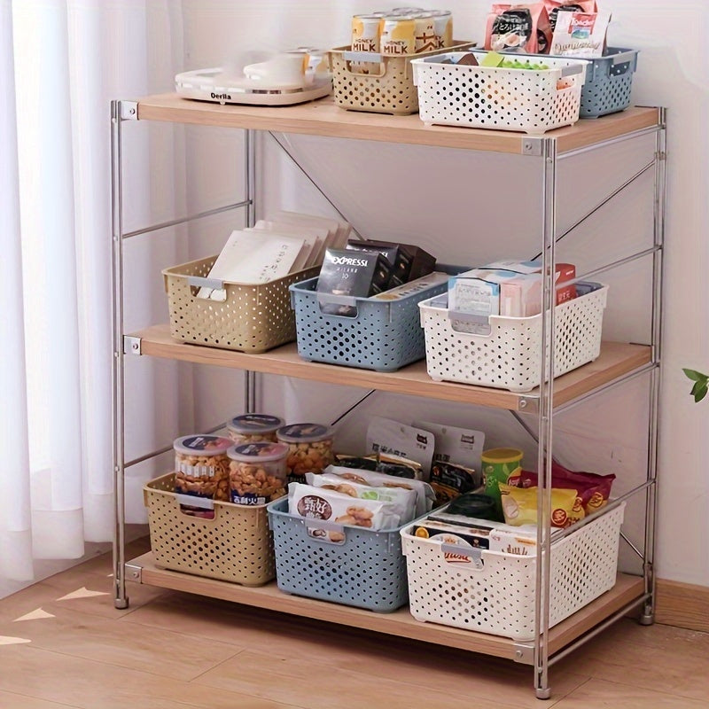 Colorful Thick Plastic Rectangular Storage Basket for Bathroom and Living Room Organization