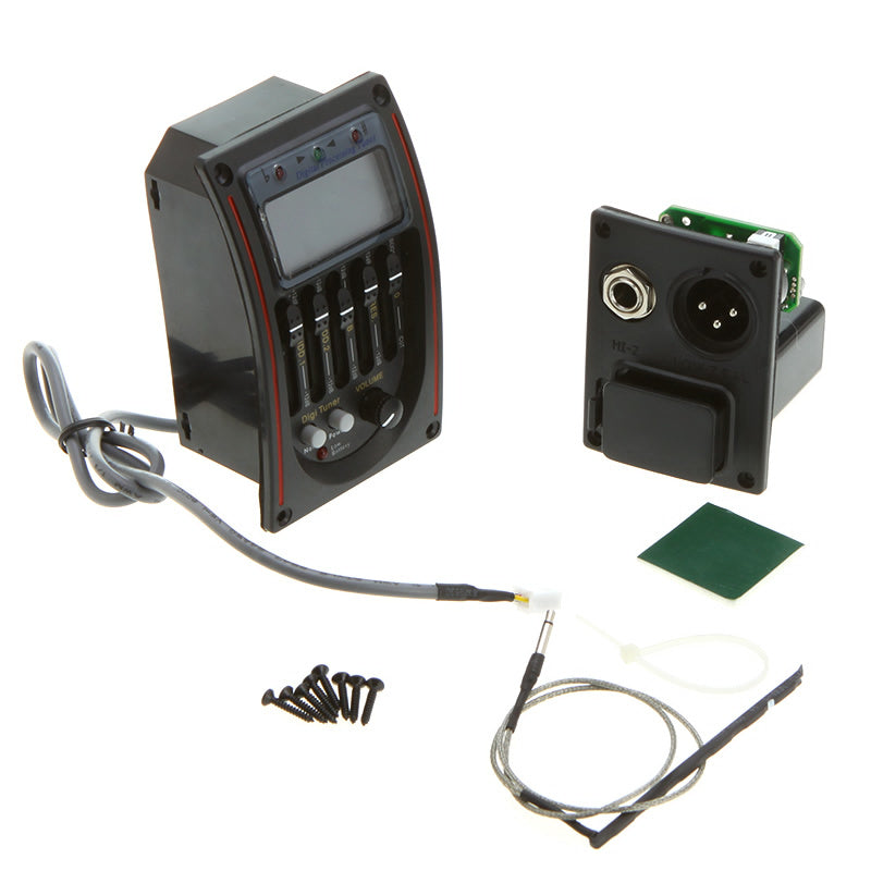 5-Band EQ Guitar Bass Preamp with LCD Tuner Piezo Pickup for Acoustic Sound