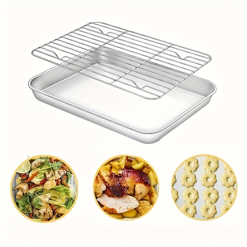 Stainless Steel Baking Sheet and Cooling Rack Set for Cookies and Vegetables