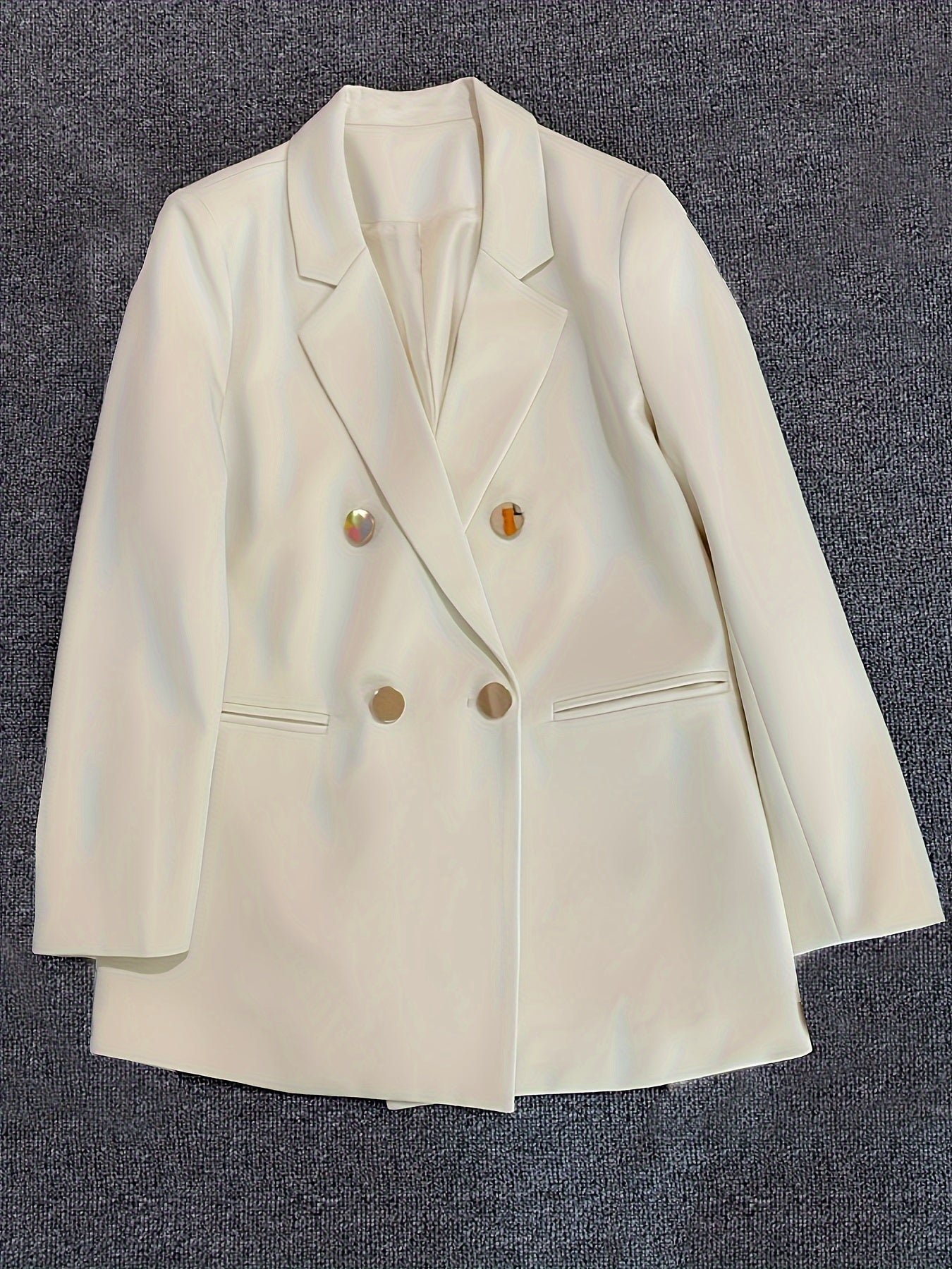 Women's Double-Breasted Blazer Long Sleeve Solid Polyester for Work Spring Fall