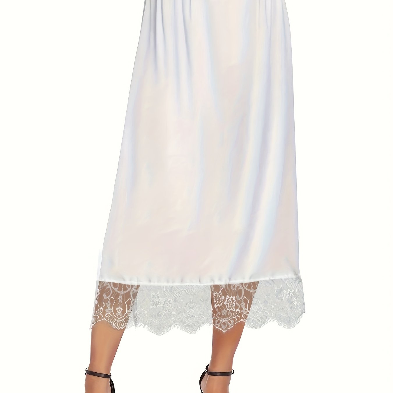 Women's White Lace Midi Skirt Floral Pattern A-Line Lightweight Polyester