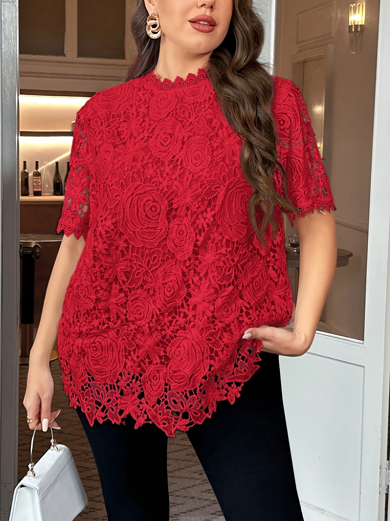 Plus o'lcham ayollar uchun korsetli tasmali orqa tugma old kiyim, yengil, yarim shaffof top