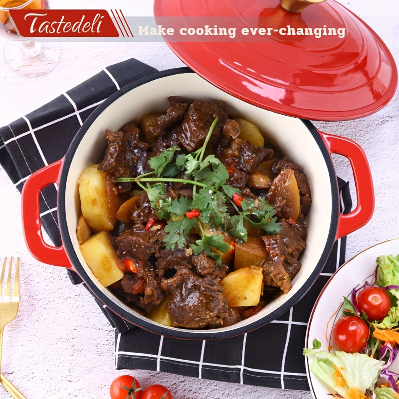 Enamelled Cast Iron Dutch Oven 20cm 2.75qt Round Kitchen Cookware