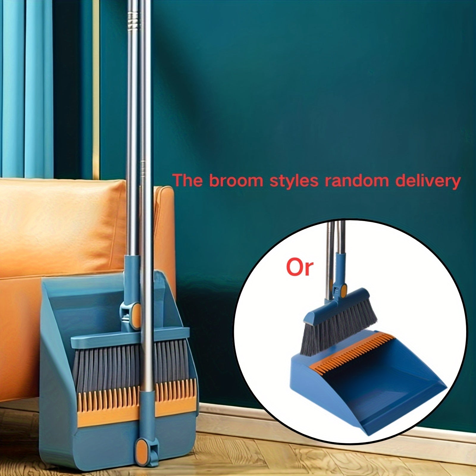 Long-Handled Broom and Dustpan Set for Home Kitchen Office Self-Standing