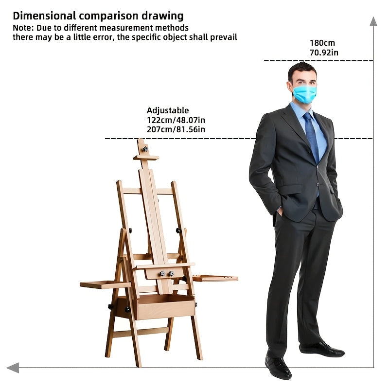 Foldable Beechwood Art Easel with Double Tray for Artists and Studios