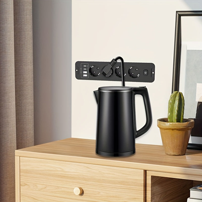 Regleta de corriente europea 8 en 1 con 4 puertos USB y 4 tomas de corriente AC, cable de 179.83 cm