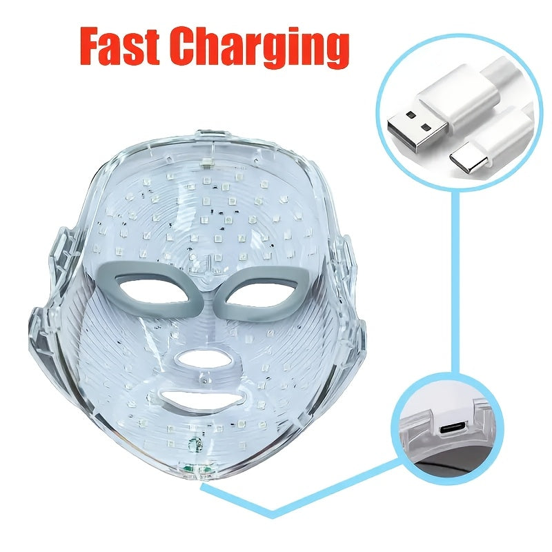 USB orqali zaryadlanadigan portativ simsiz LED yuz niqobi, 7 rang bilan, oson teri parvarishi uchun bitta tugma bilan boshqarish imkoniyatiga ega. Xudolar festivali uchun mukammal, paketda 1 ta yuz niqobi va 2 ta
