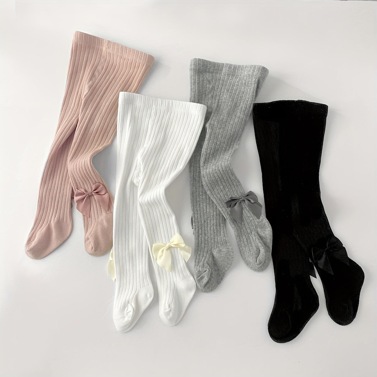 Girls' Knit Pantyhose with Bowknot Solid Color Spring Fall Fashionable Layering