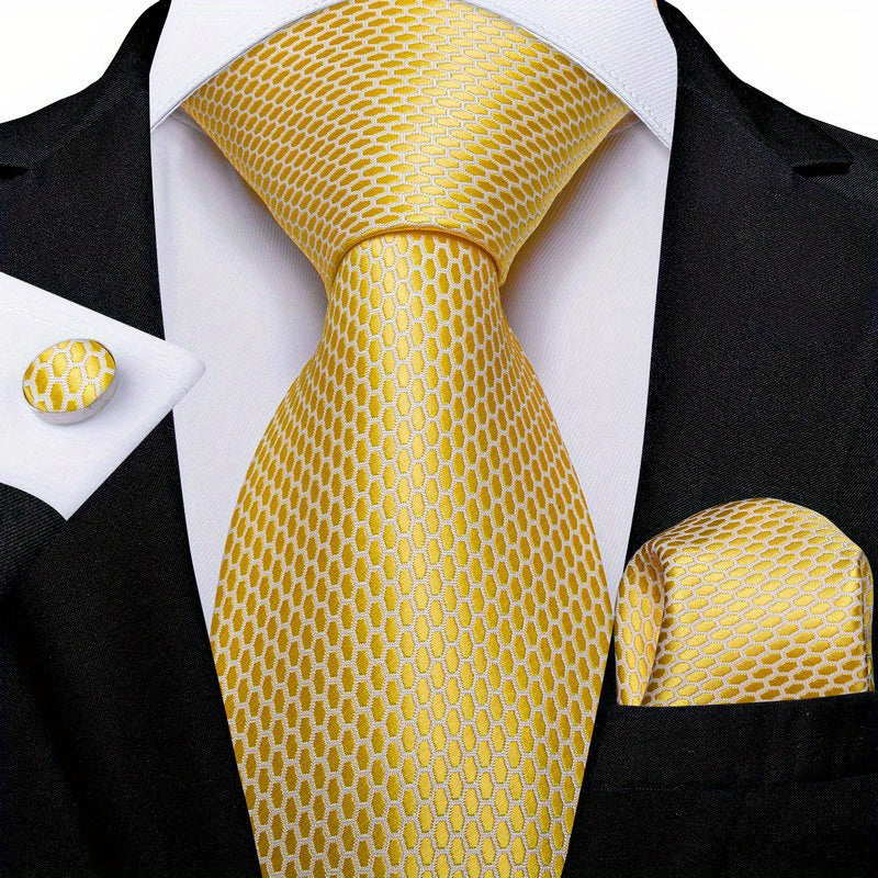 Men's Necktie Set with Cufflinks for Wedding Formal Wear Stylish Accessories