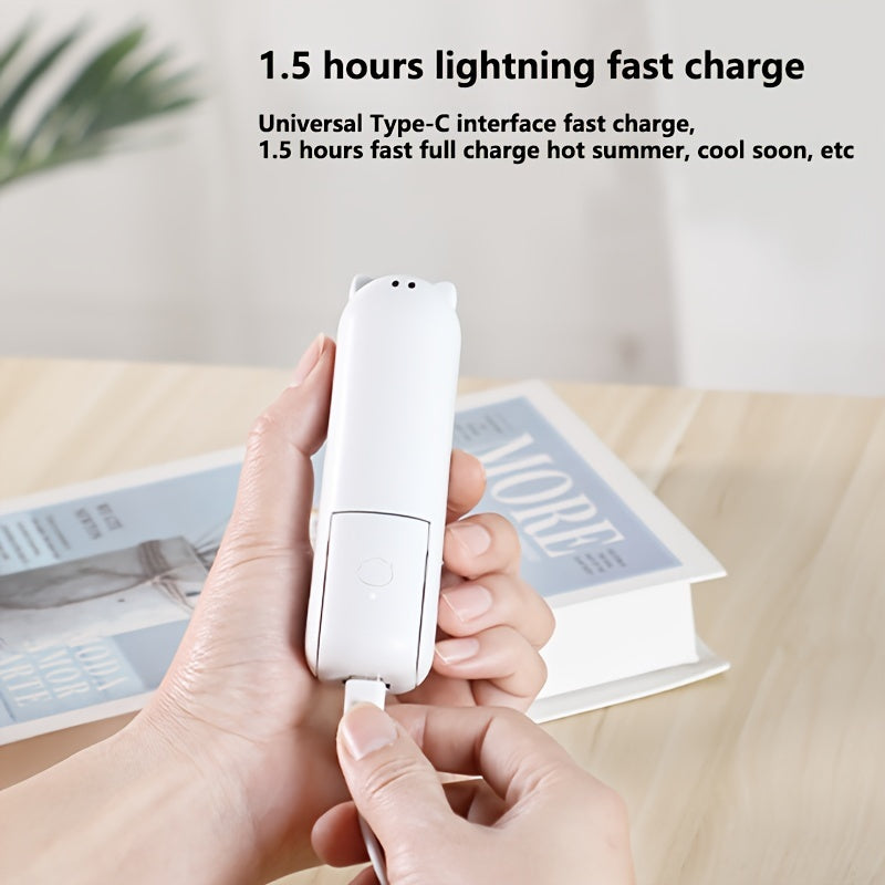 USB orqali zaryadlanadigan portativ qo'lga olinadigan mini cho'ntak ventilyatori. Oson saqlash uchun egilishi mumkin. Sayohat, ochiq havoda faoliyatlar uchun ideal va Halloween va Rojdestvo uchun ajoyib bayram sovg'asi.