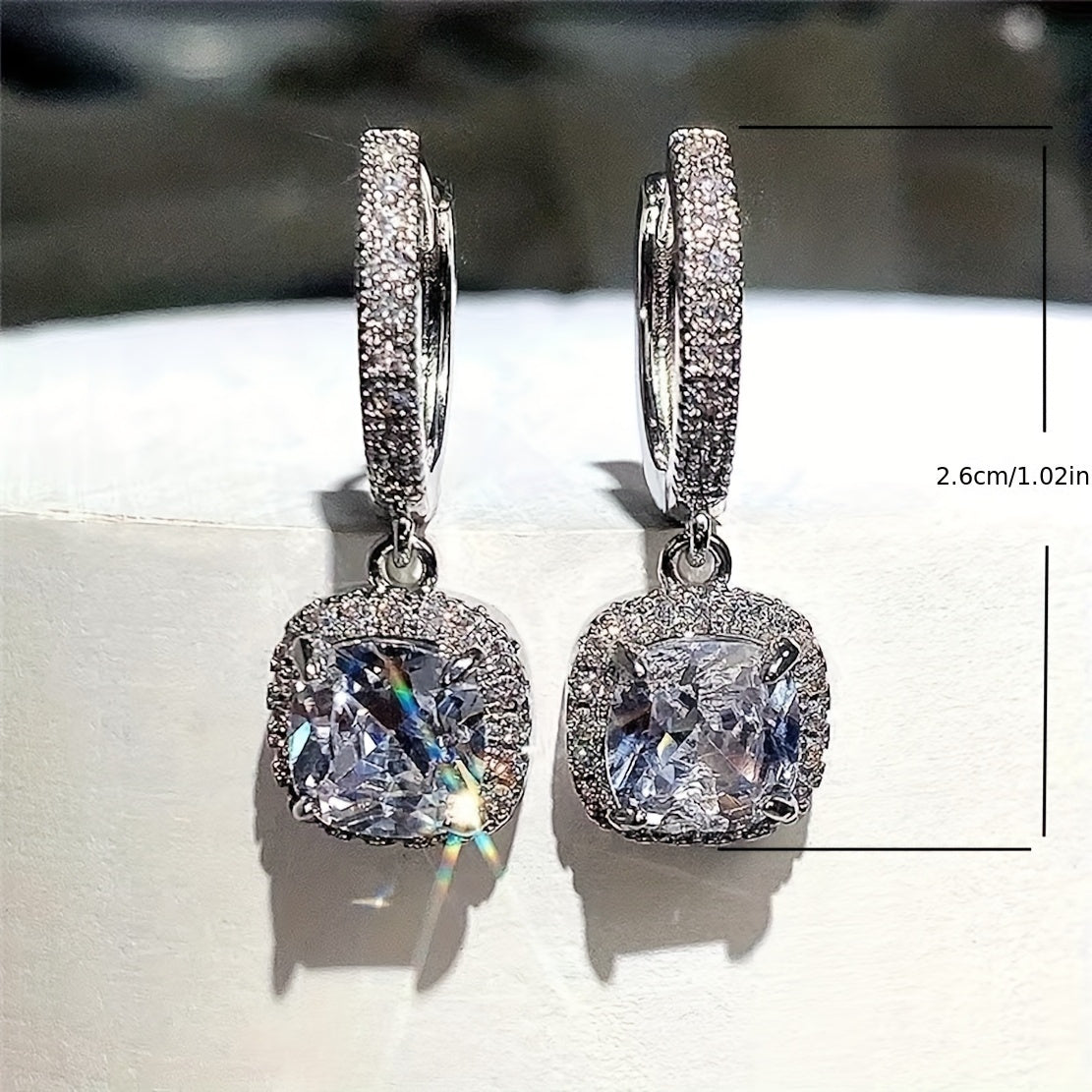 Women's Copper Micro Zirconia Square Earrings for Weddings Daily Wear