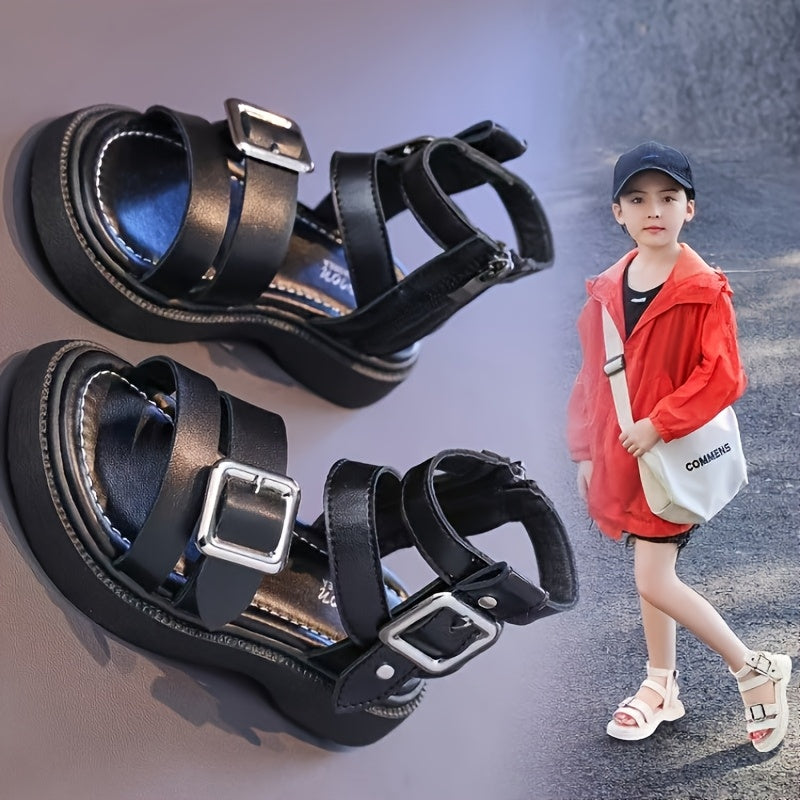 Girls' Summer Mid Top Zipper Sandals PU Rubber Shoes for Girls 14 and Under