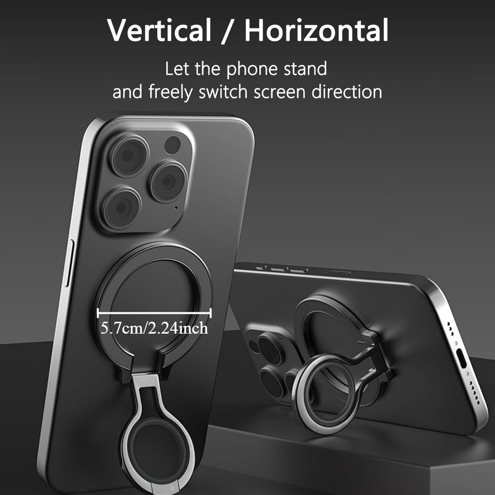Magnetic Phone Ring Grip Holder with Silicone Kickstand Zinc Alloy Foldable Cellphone Accessory