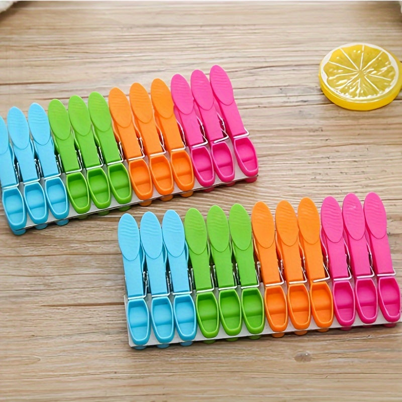 Set of 24 Heavy-Duty Plastic Clothespins with Spring Clips for Laundry and Drying
